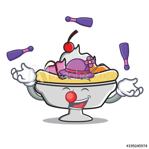 500x500 Juggling Banana Split Mascot Cartoon