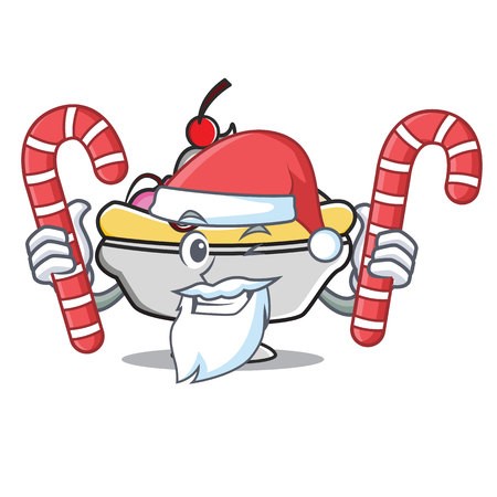 450x450 Santa With Candy Banana Split Mascot Cartoon Vector Illustration