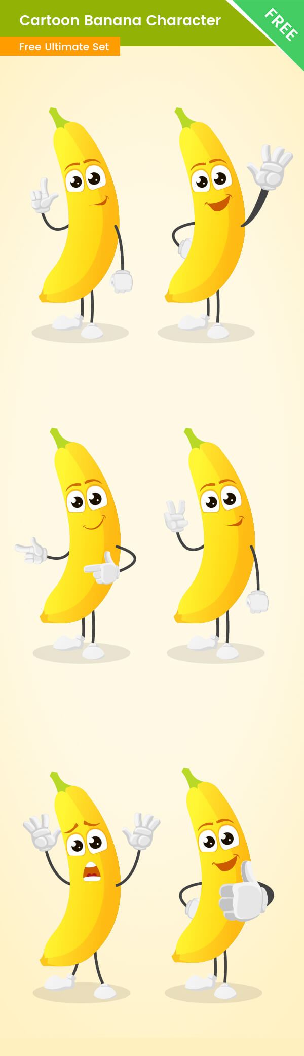600x2083 Cartoon Banana Vector Set