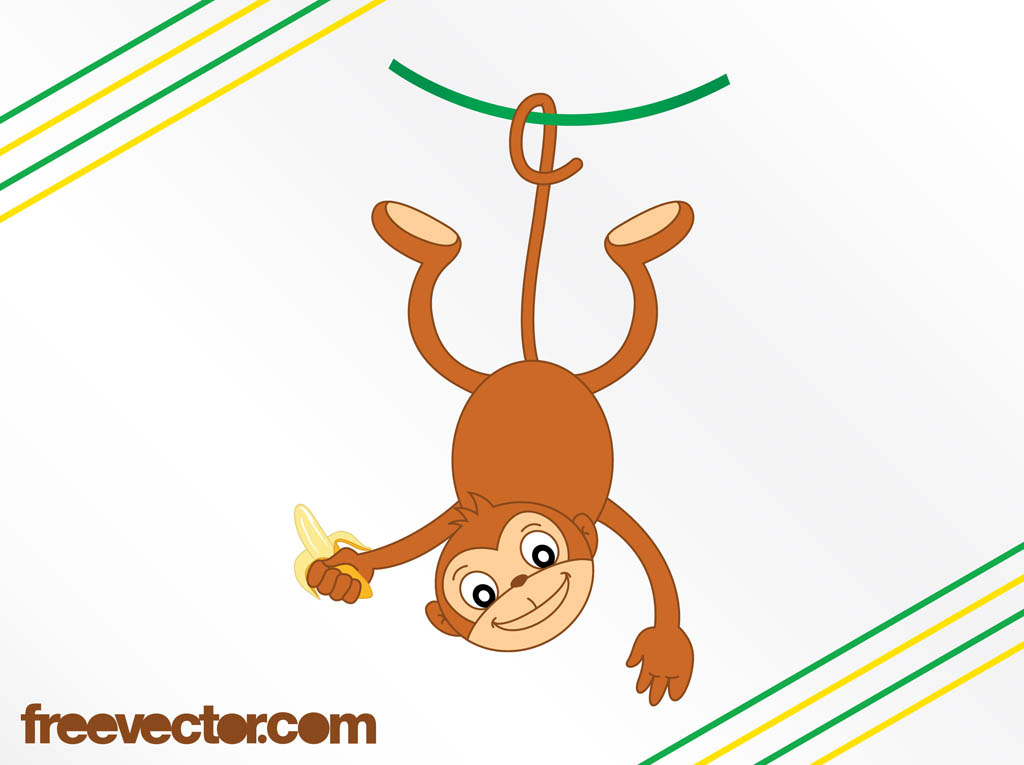 1024x765 Cartoon Monkey With Banana Vector Art Graphics