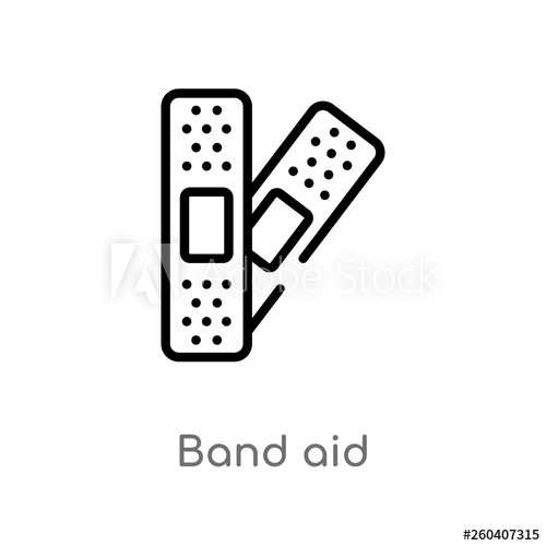 500x500 Outline Band Aid Vector Icon Isolated Black Simple Line Element
