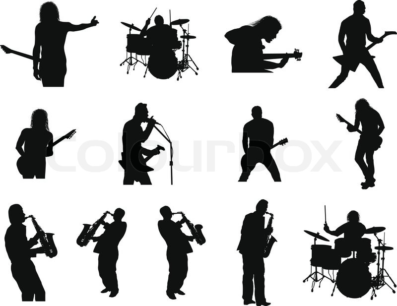 800x617 Collection Of Different Rock And Jazz Silhouettes Vector Illustration