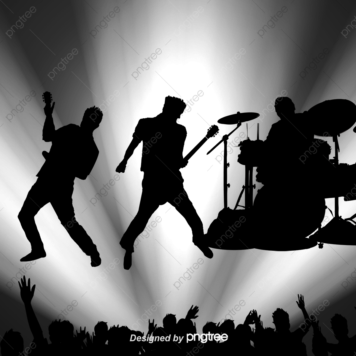 1200x1200 Rock Band Live Performances Vector Silhouettes, Band Silhouette
