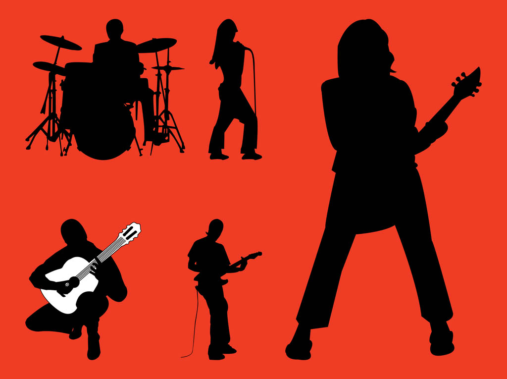 1024x765 Rock Band Silhouettes Graphics Vector Art Graphics