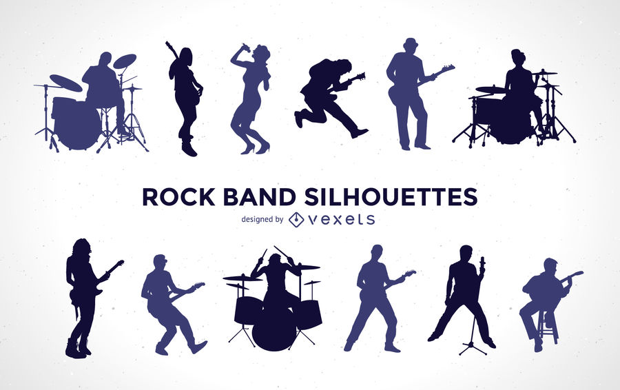 900x566 Rock Band Silhouette Set