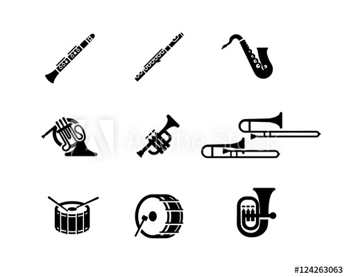 500x400 Marching Band Vector Icon Set