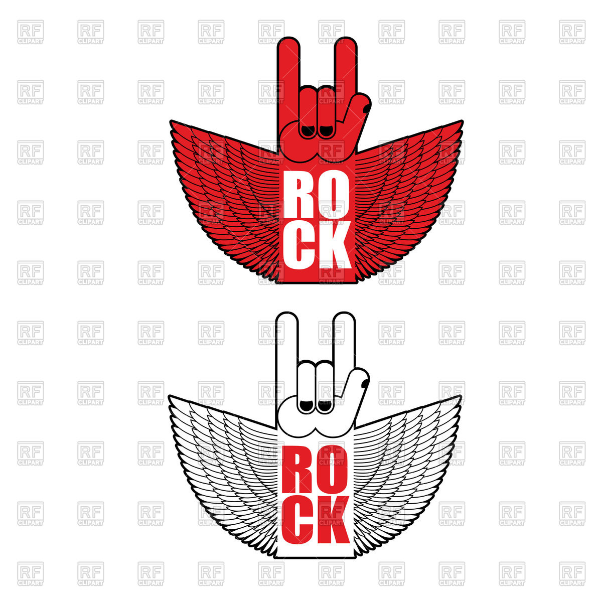 1200x1200 Rock Hand Sign Flying Emblem For Rock Band Vector Image Of Icons