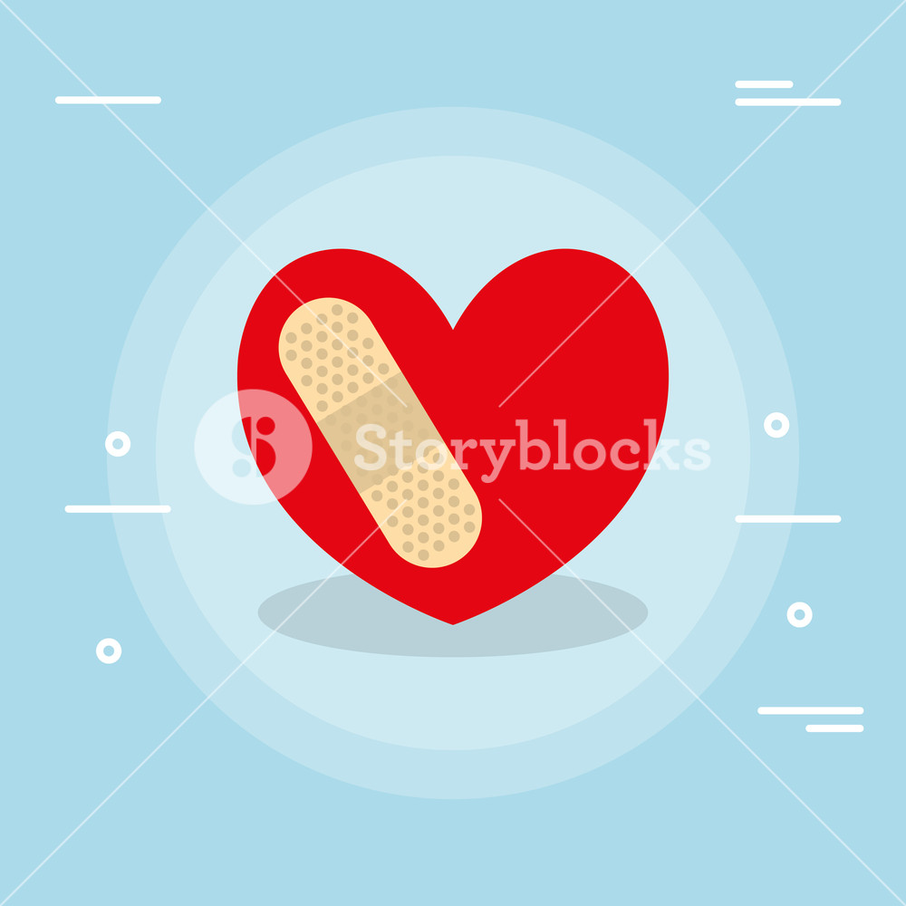 1000x1000 Heart Cardio With Cure Band Vector Illustration Design Royalty