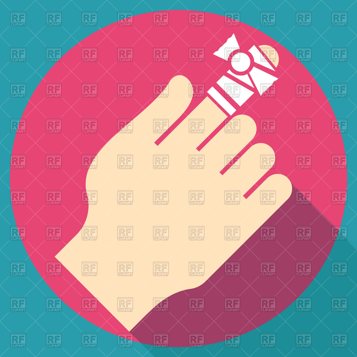 1200x1200 Finger With White Gauze Bandage, Flat Icon Vector Image