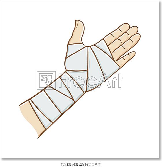 561x581 Free Art Print Of Injured Hand Wrapped In Elastic Bandage Vector