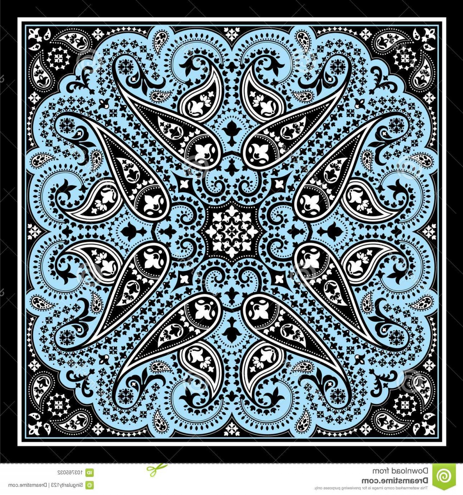 Vector Bandana Print Paisley Ornament Cotton Silk Headscarf 1560x1668 Vector Bandana Print Paisley Ornament Cotton Silk Headscarf