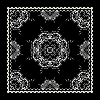 Black Bandana Print Vector Ornamental Tile Pattern With Border 400x400 Black Bandana Print Vector Ornamental Tile Pattern With Border