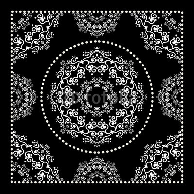 Black Bandana Print Vector Ornamental Tile Pattern With Border 400x400 Black Bandana Print Vector Ornamental Tile Pattern With Border