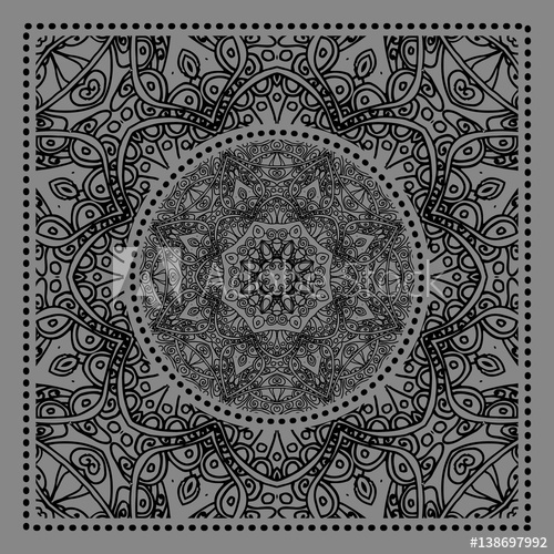 Black Bandana Print Vector Ornamental Tile Pattern With Border 500x500 Black Bandana Print Vector Ornamental Tile Pattern With Border