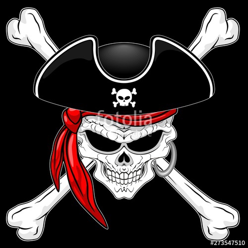 Pirate Skull With Crossed Bones And Red Bandana Vector 500x500 Pirate Skull With Crossed Bones And Red Bandana Vector