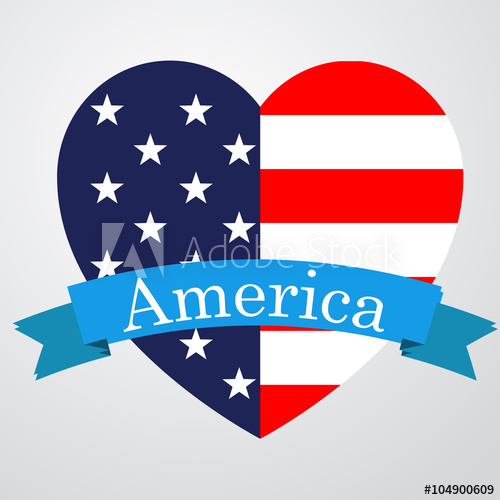 500x500 Icono Plano America En Corazon Bandera Usa