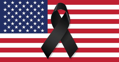499x262 Usa Flag With Black Ribbon Vector Premium Clipart