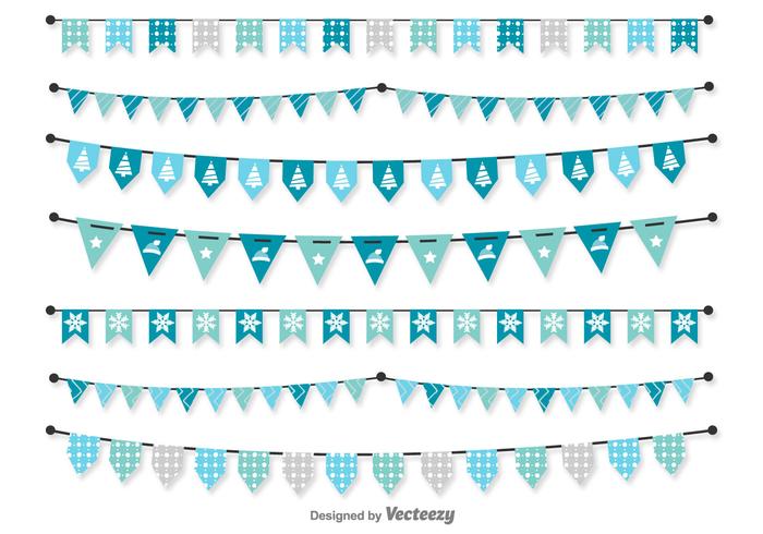 700x490 La Navidad Azul Del Vector Banderines