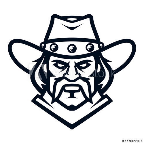 500x500 Professional Logo Cowboy, Sport Mascot, Icon Angry Bandit Vector