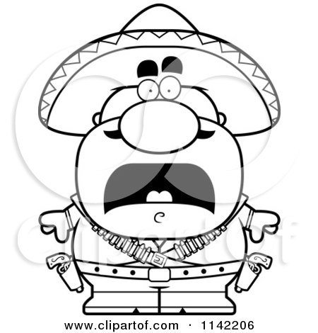 450x470 Cartoon Clipart Of A Black And White Scared Bandit