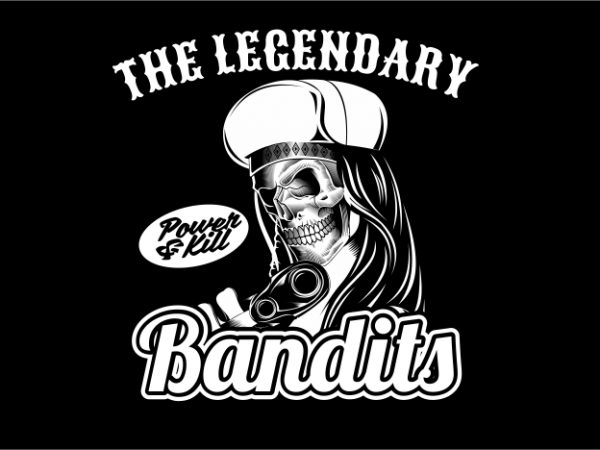 600x450 Lagendary Skull Bandit T Shirt Vector Graphic
