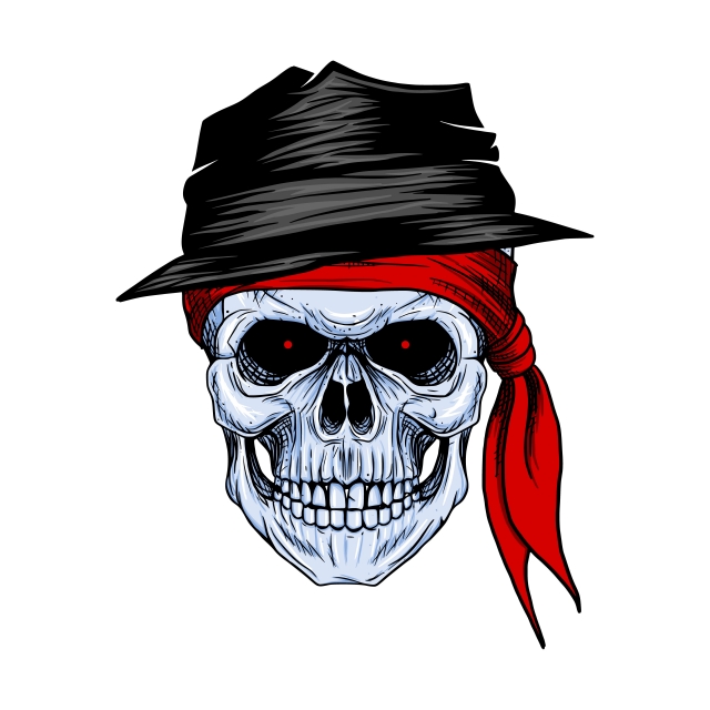 640x640 Skull Bandit With Red Bandana And Hat Hand Drawing Skull, American