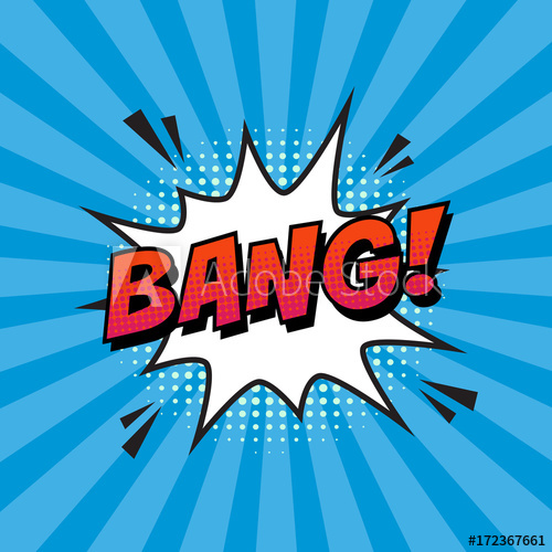 500x500 Retro Comic Speech Bubble With Colorful Halftone Shadow On Blue