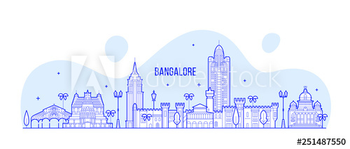 500x214 Bangalore Skyline Karnataka India City Vector Line