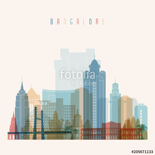 500x500 Bangalore Skyline Detailed Silhouette Transparent Style Trendy