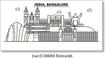 435x241 India, Bangalore Architecture Line Skyline Illustration Linear