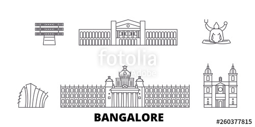 500x250 India, Bangalore Flat Travel Skyline Set India, Bangalore Black