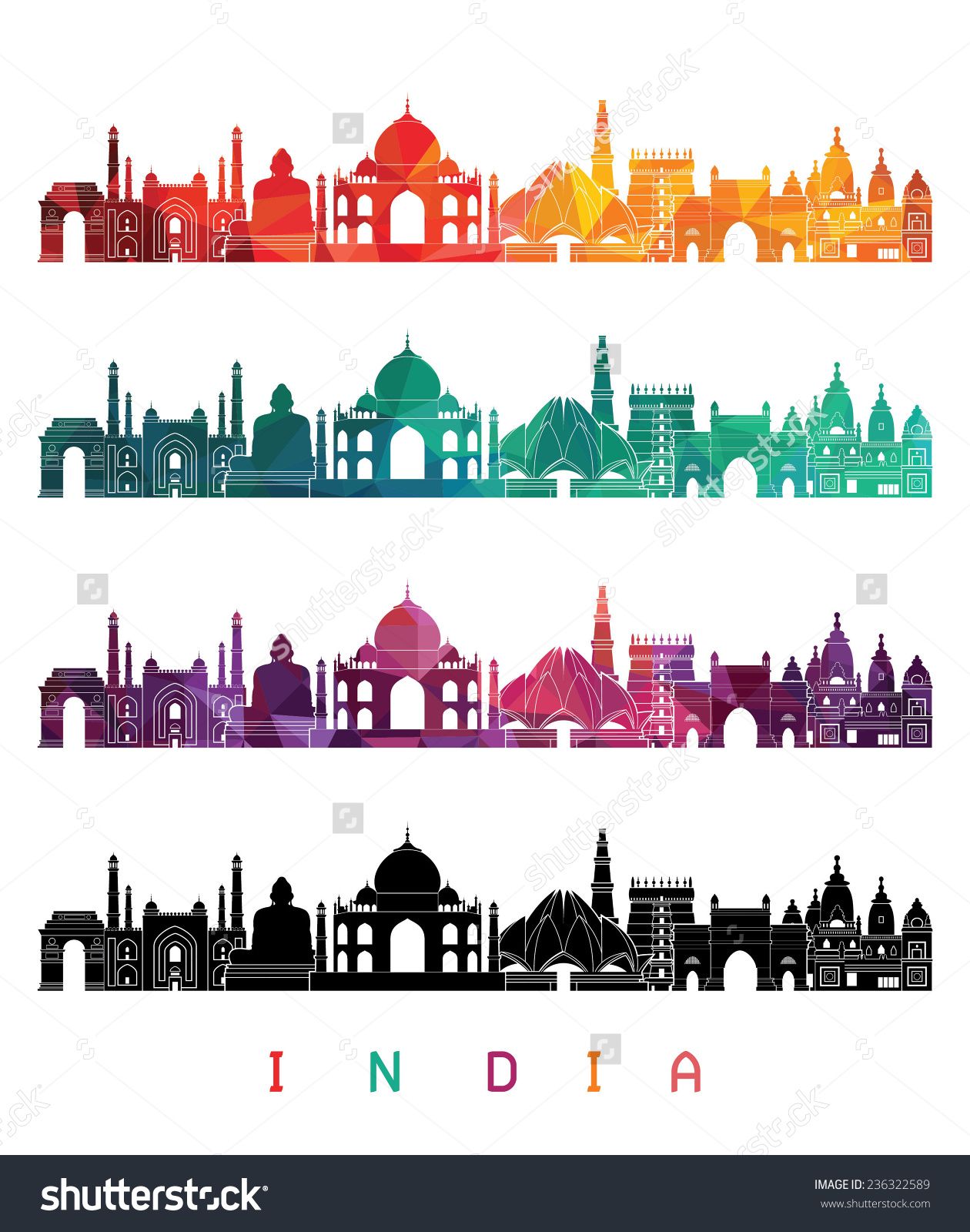 1260x1600 India Skyline Detailed Silhouette Vector Illustration India
