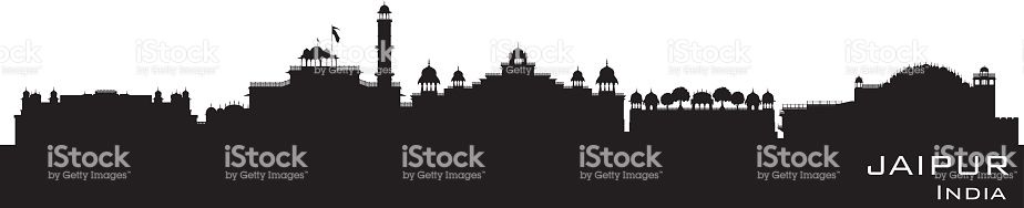 924x188 Jaipur India City Skyline Vector Silhouette Illustration