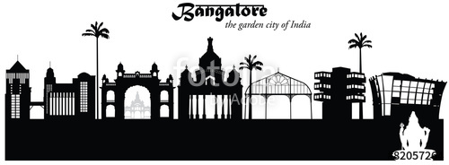 500x184 Vector Illustration Of Skyline Of Bangalore, India Stock Image