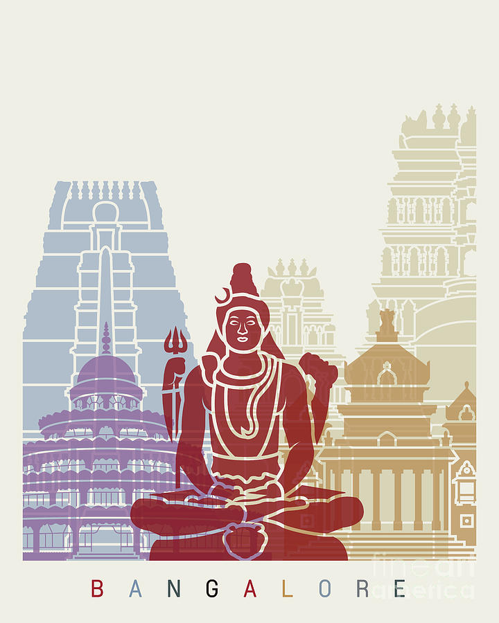 720x900 Bangalore Skyline Poster Painting