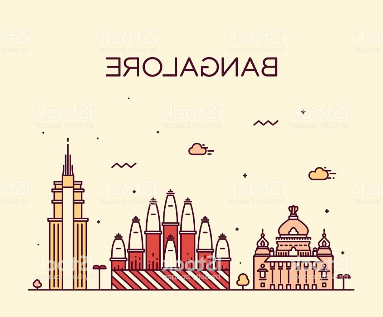 1228x1018 Bangalore Skyline Vector Illustration Linear Gm Newwaysys