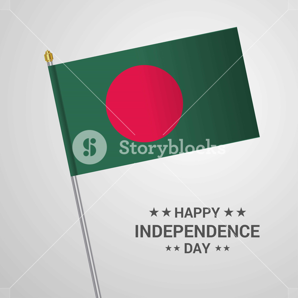 1000x1000 Bangladesh Independence Day Typographic Design With Flag Vector
