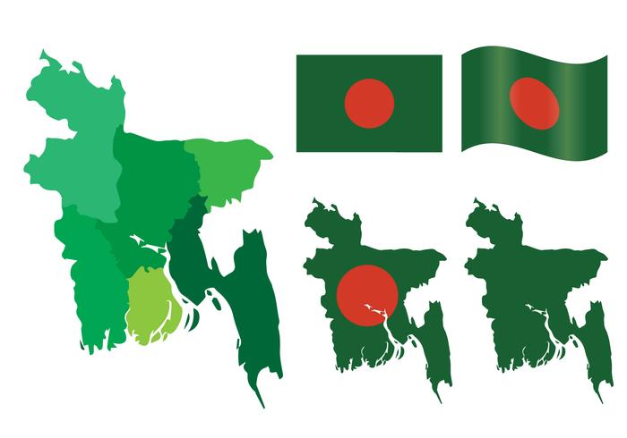 700x490 Bangladesh Map And Flag Vector Set