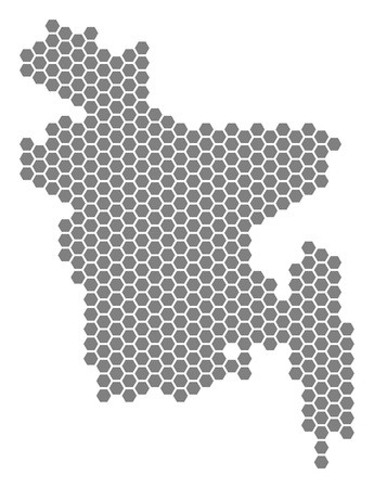 345x450 Grey Hexagon Bangladesh Map Vector Geographical Map In Gray Color