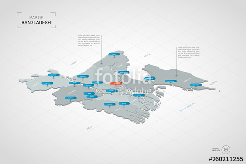 500x334 Isometric Bangladesh Map Stylized Vector Map Illustration
