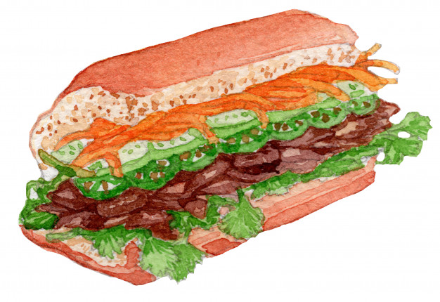626x430 Bahn Mi Watercolor Illustration Vector Premium Download
