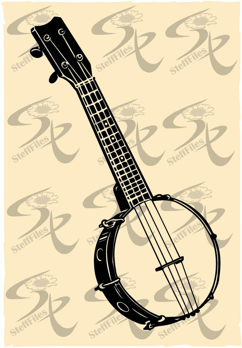 794x1138 Vector Banjo Musical Instrumentart Clipartsvgdxfaipng Etsy
