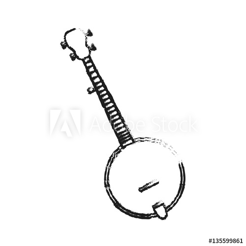500x500 Banjo Instrument Icon Over White Background Vector Illustration