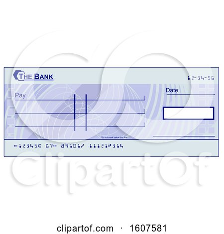 450x470 Clipart Of A Blank Blue Bank Check