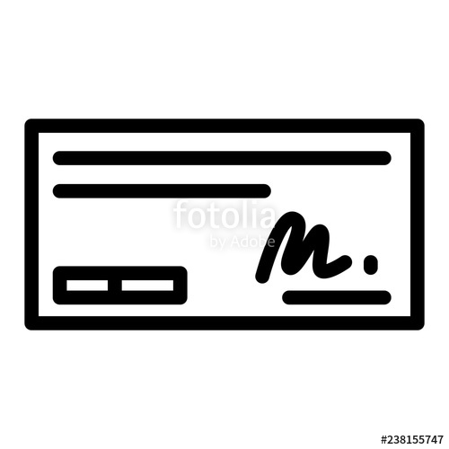 500x500 Sign On Cheque Line Icon Bank Check Vector Illustration Isolated