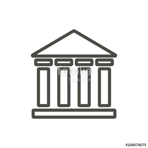 500x500 Bank Icon Vector Outline Institute Building Line Banking Symbol