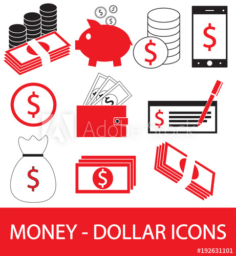 461x500 Set, Collection Or Pack Of Dollar Currency Icon Or Logo Vector