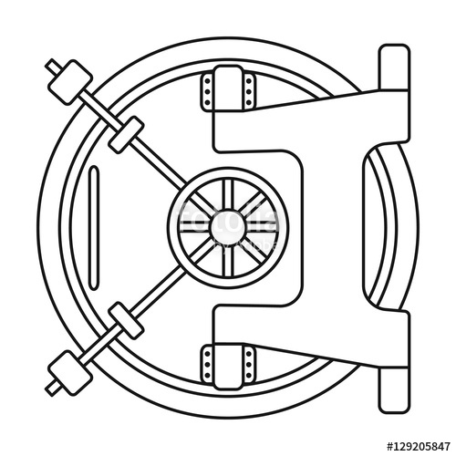 500x500 Bank Vault Icon In Outline Style Isolated On White Background