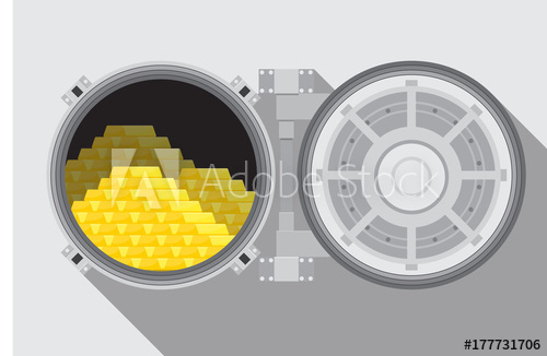 500x326 Bank Vault Room With A Safe Vector Illustration