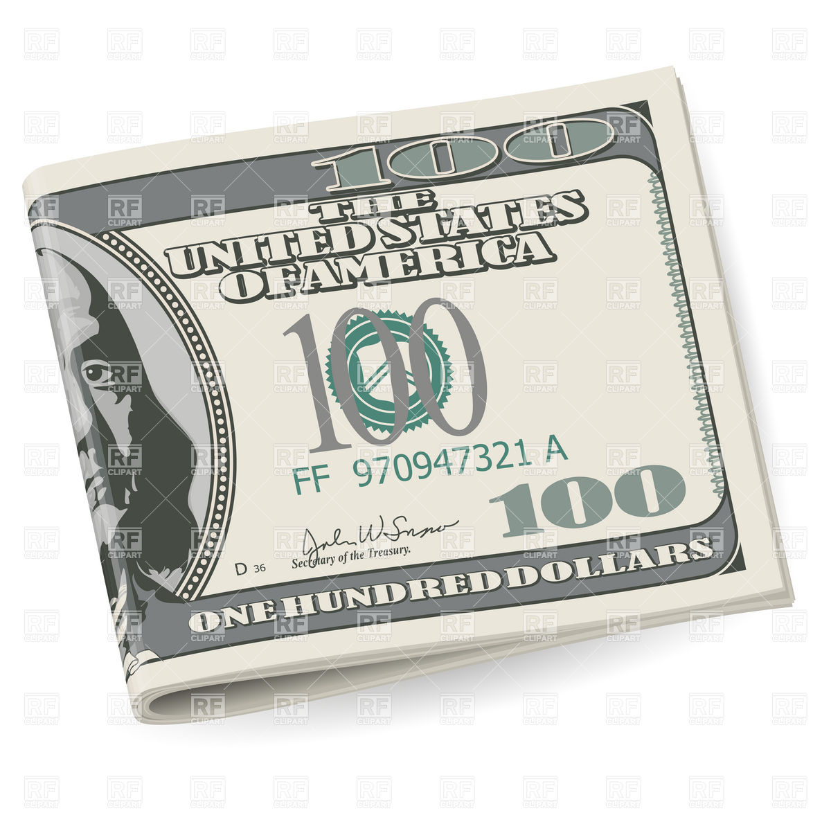 1200x1200 Folded Dollars Banknote Vector Image Of Business, Finance